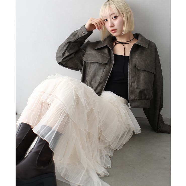 チュールフリルティアードロングスカート[品番：SPRW0010414