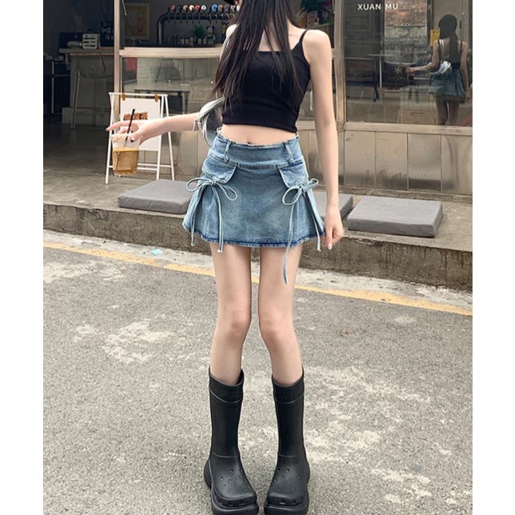 リボンデニムミニスカート | SpRay | 詳細画像3 