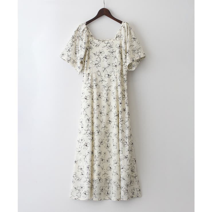 花柄背あきショートスリーブワンピース[品番:SPRW0010570 花柄背あきショートスリーブワンピース[品番:SPRW0010570