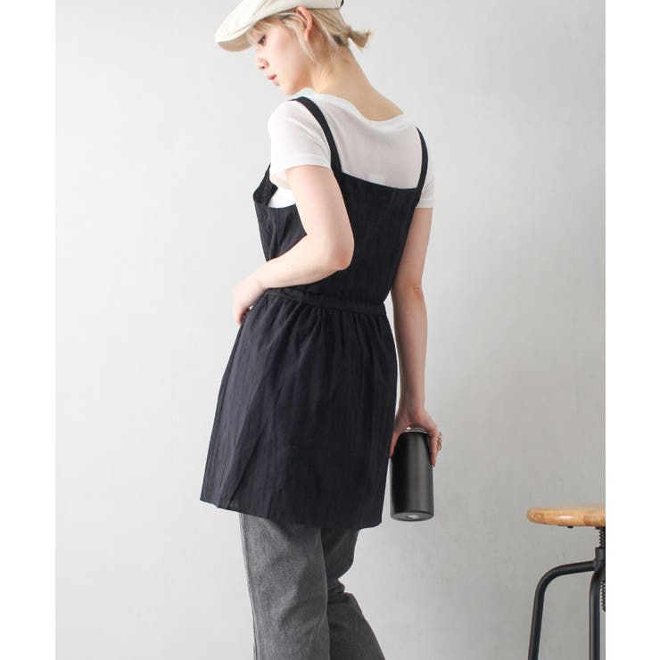 美品　miiesmiim　袖コンシャス　ロングワンピース　コットン　F　ブラック 撥水加工/汗シミ防止/洗える】コンビデザイン マルチワンピース