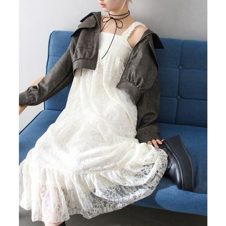 styling/（スタイリング）の「レーストリムキャミワンピース