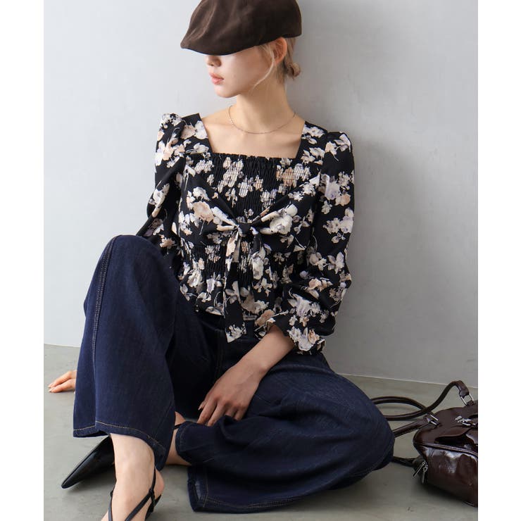 花柄リボン付き長袖ブラウス リボン付きブラウス ZW COLLECTION - オフホワイト | ZARA Japan