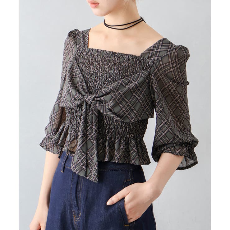 チェックシャーリングリボンブラウス | SpRay | 詳細画像10 