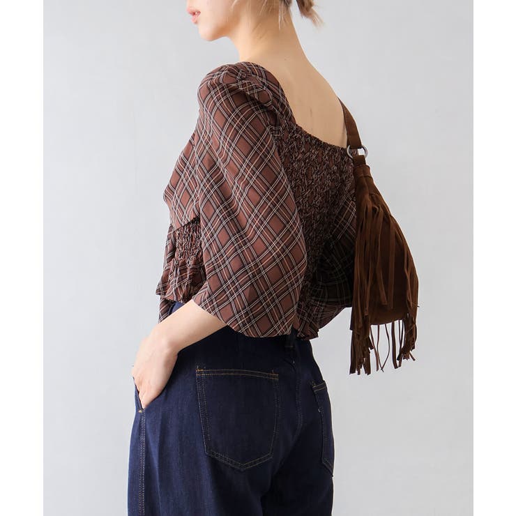 チェックシャーリングリボンブラウス | SpRay | 詳細画像4 