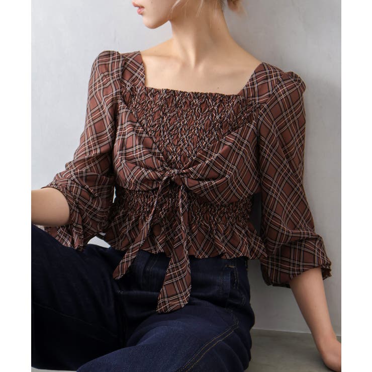 チェックシャーリングリボンブラウス | SpRay | 詳細画像6 