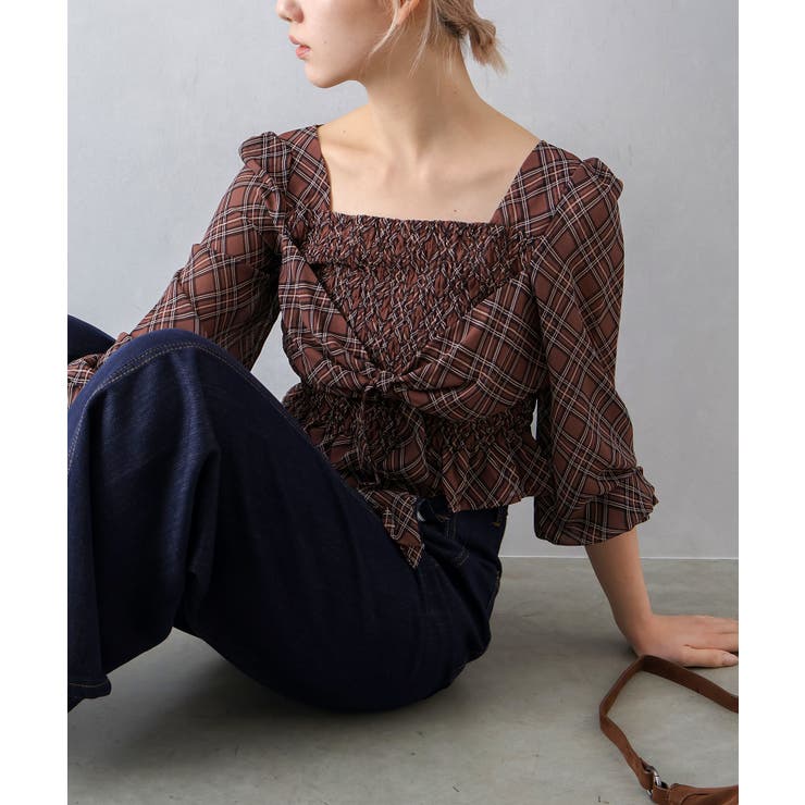 チェックシャーリングリボンブラウス | SpRay | 詳細画像7 