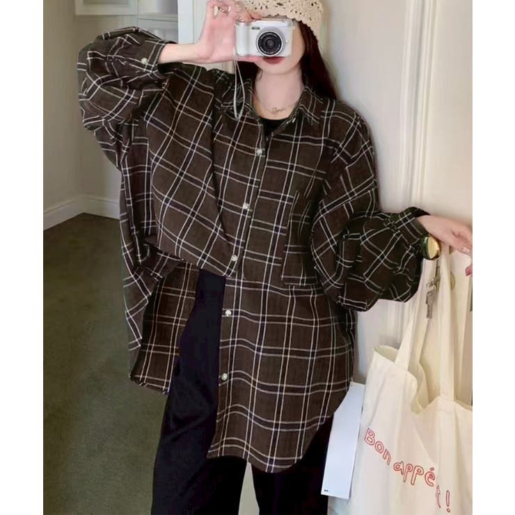 ブラウン | チェックビッグシャツ | SpRay