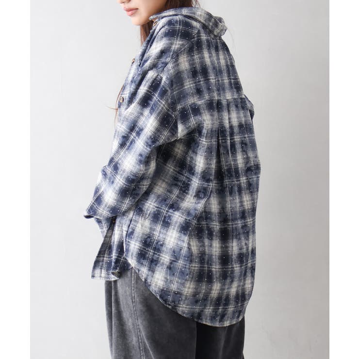 スタッズ付きオンブレチェックシャツ[品番：SPRW0010729]｜SpRay