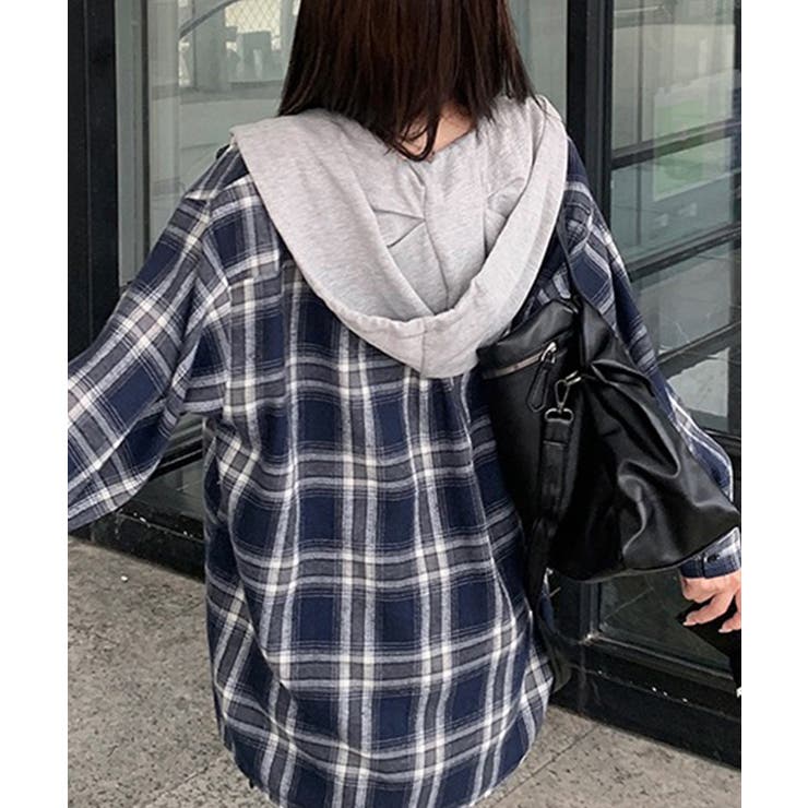 ビエラチェック切り替えフードシャツ | SpRay | 詳細画像9 