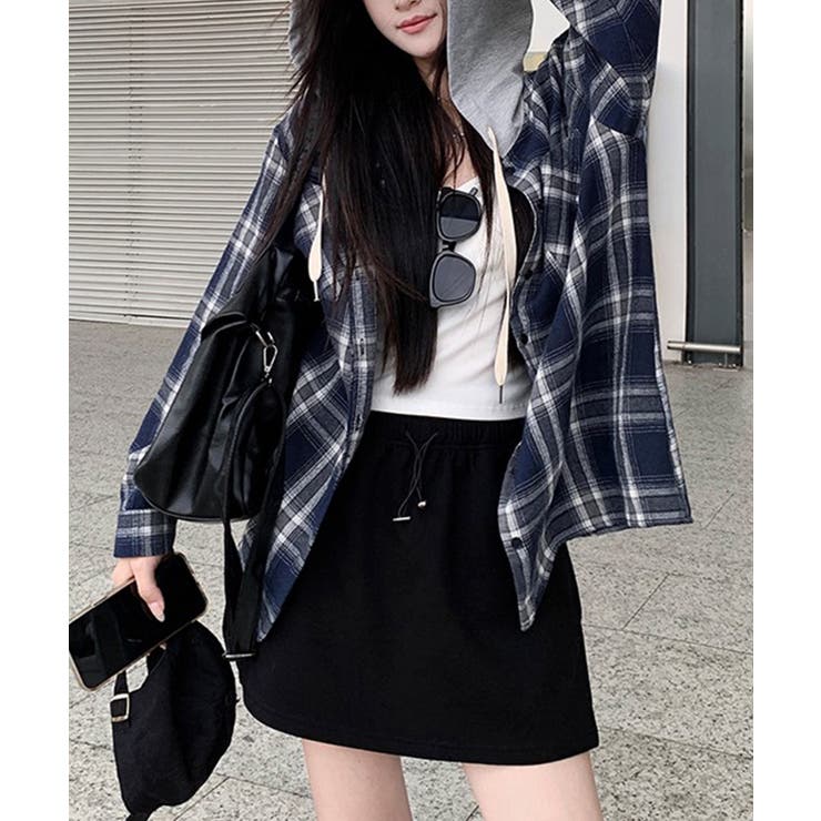 ビエラチェック切り替えフードシャツ | SpRay | 詳細画像10 