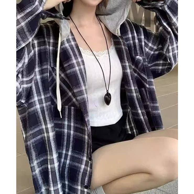 ビエラチェック切り替えフードシャツ | SpRay | 詳細画像13 