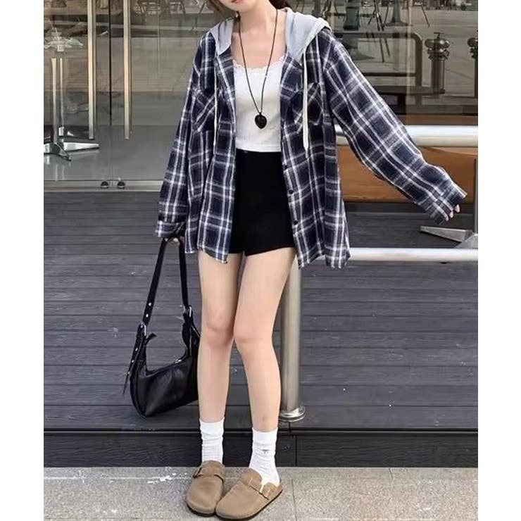 ビエラチェック切り替えフードシャツ | SpRay | 詳細画像16 