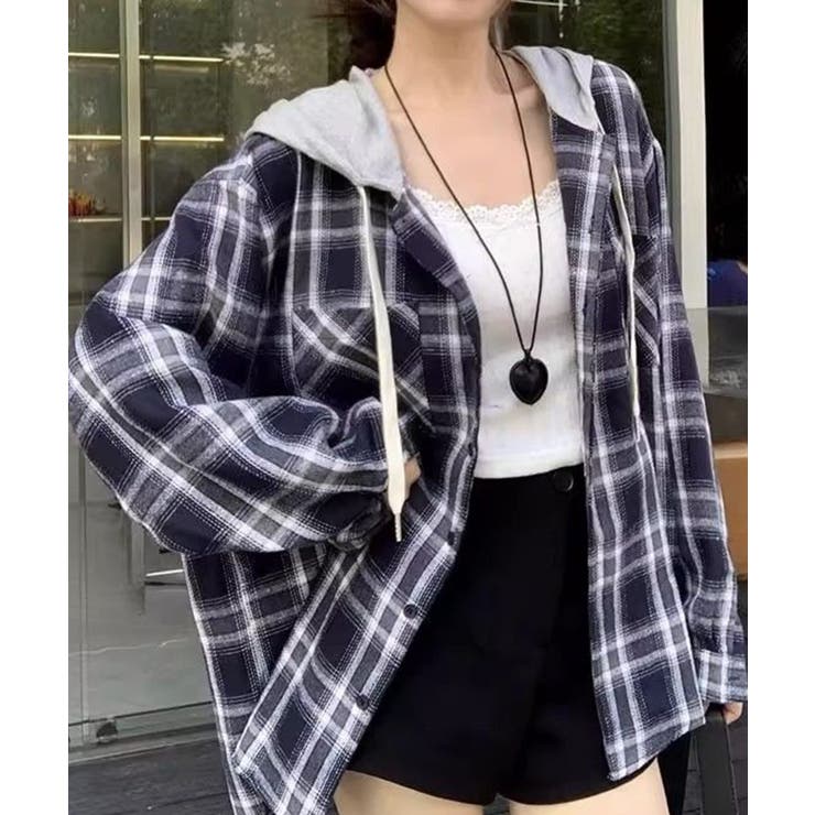 ビエラチェック切り替えフードシャツ | SpRay | 詳細画像17 