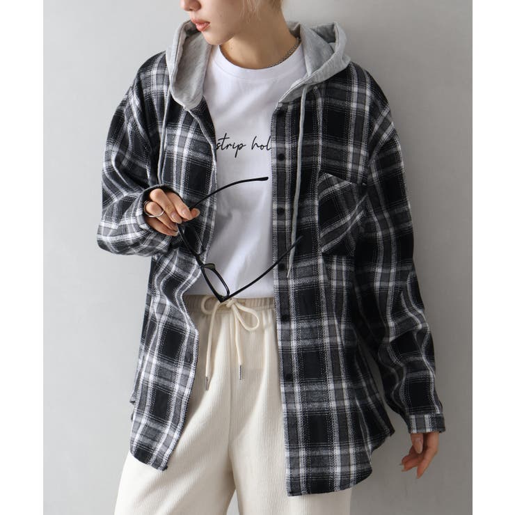 ビエラチェック切り替えフードシャツ | SpRay | 詳細画像20 