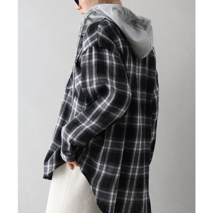 ビエラチェック切り替えフードシャツ | SpRay | 詳細画像22 