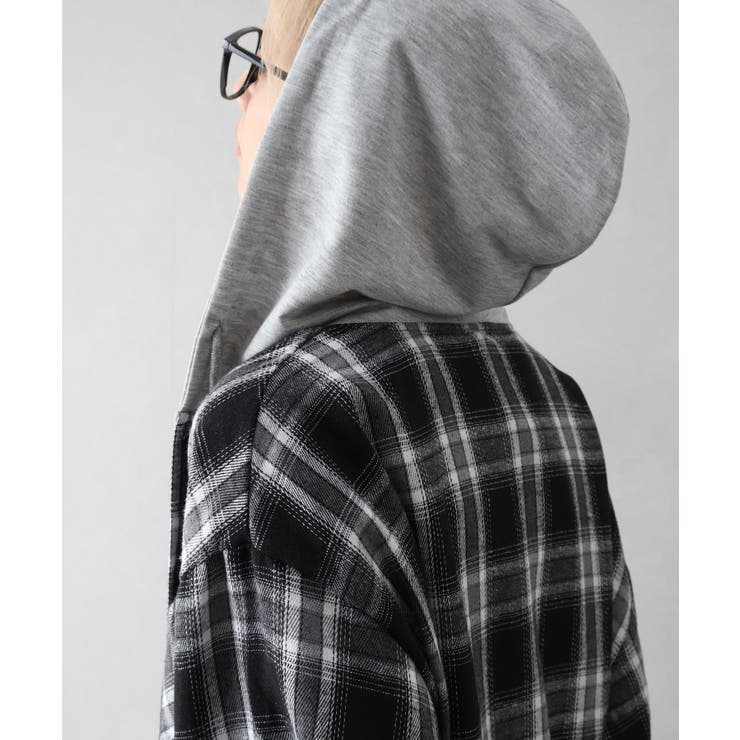 ビエラチェック切り替えフードシャツ | SpRay | 詳細画像24 