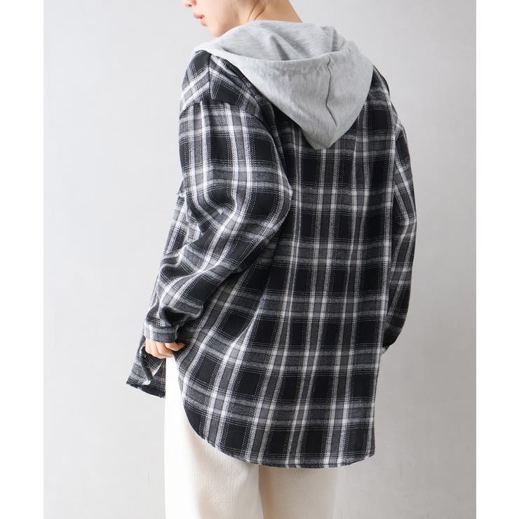ビエラチェック切り替えフードシャツ | SpRay | 詳細画像27 