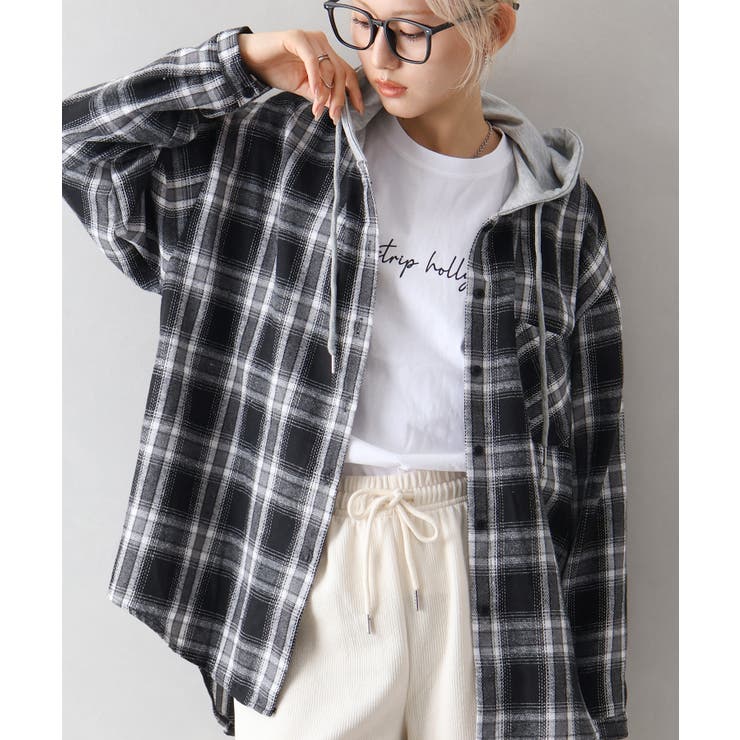 ビエラチェック切り替えフードシャツ | SpRay | 詳細画像29 