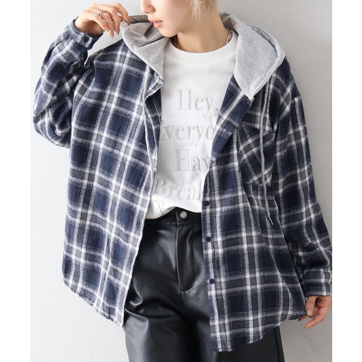 ビエラチェック切り替えフードシャツ | SpRay | 詳細画像30 