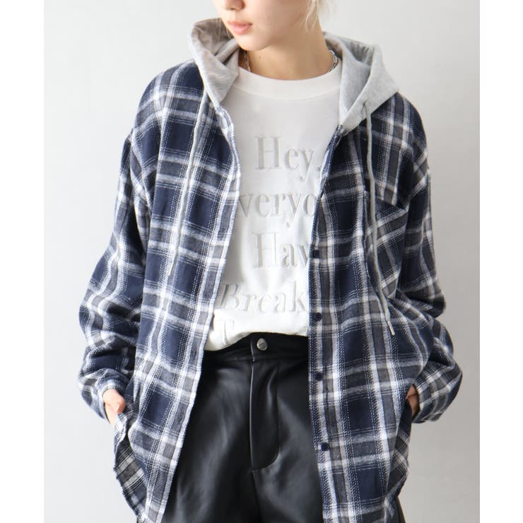 ビエラチェック切り替えフードシャツ | SpRay | 詳細画像31 