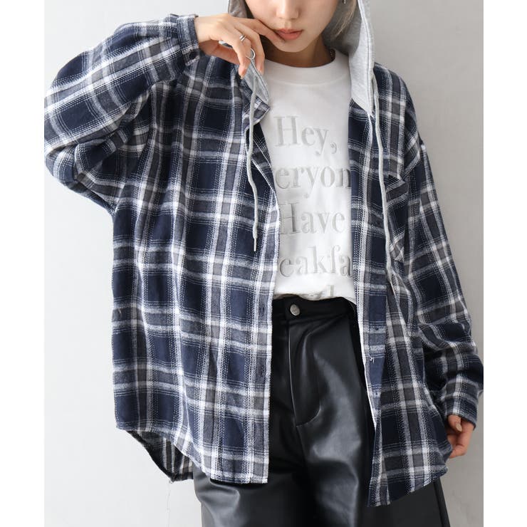 ビエラチェック切り替えフードシャツ | SpRay | 詳細画像32 