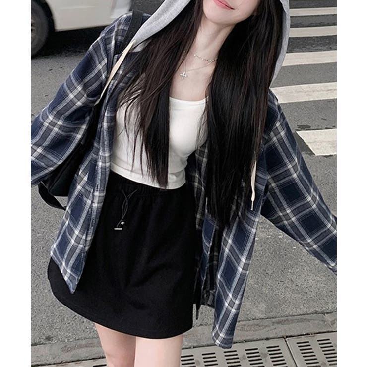 ビエラチェック切り替えフードシャツ | SpRay | 詳細画像7 