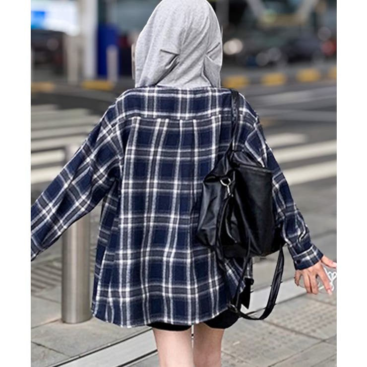 ビエラチェック切り替えフードシャツ | SpRay | 詳細画像8 