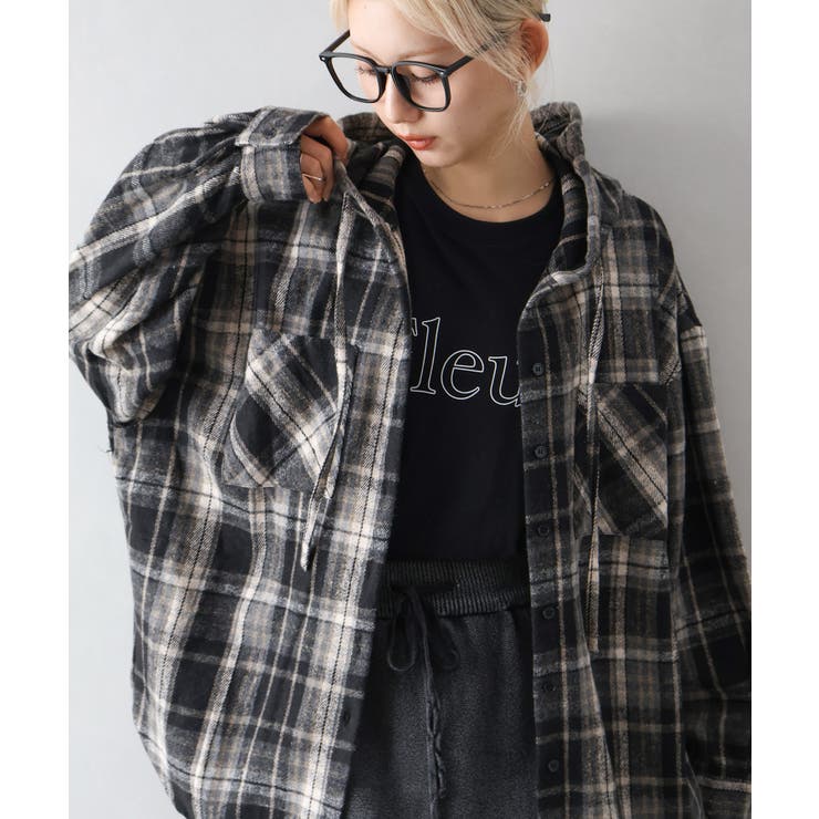 起毛チェックフードBIGシャツ[品番：SPRW0010812]｜SpRay（スプレイ