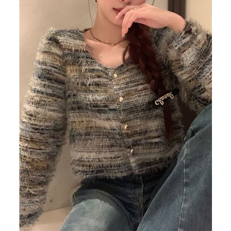 フェザーボーダーカーディガン | SpRay | 詳細画像3 