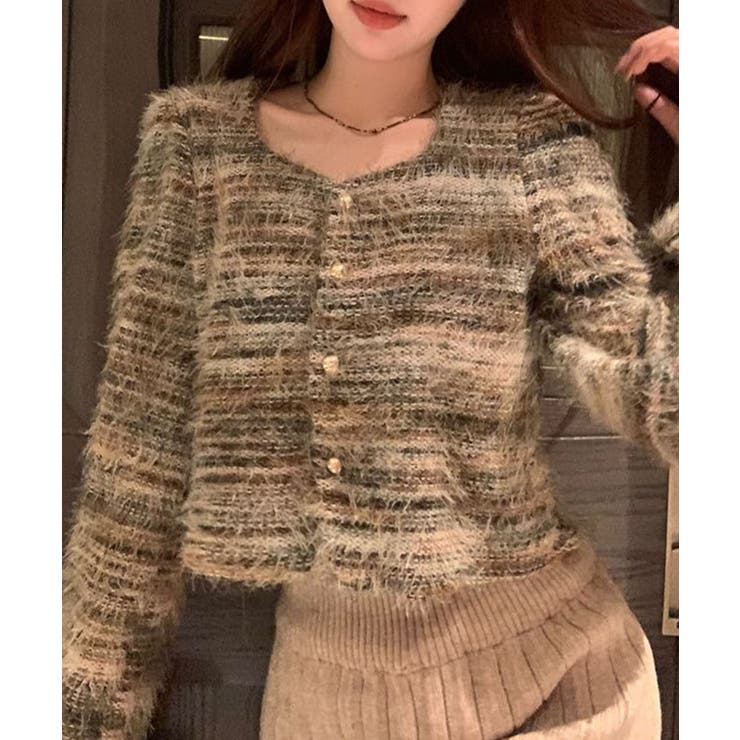 グリーン | フェザーボーダーカーディガン | SpRay