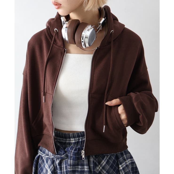 ブラウン | ショートジップパーカー | SpRay