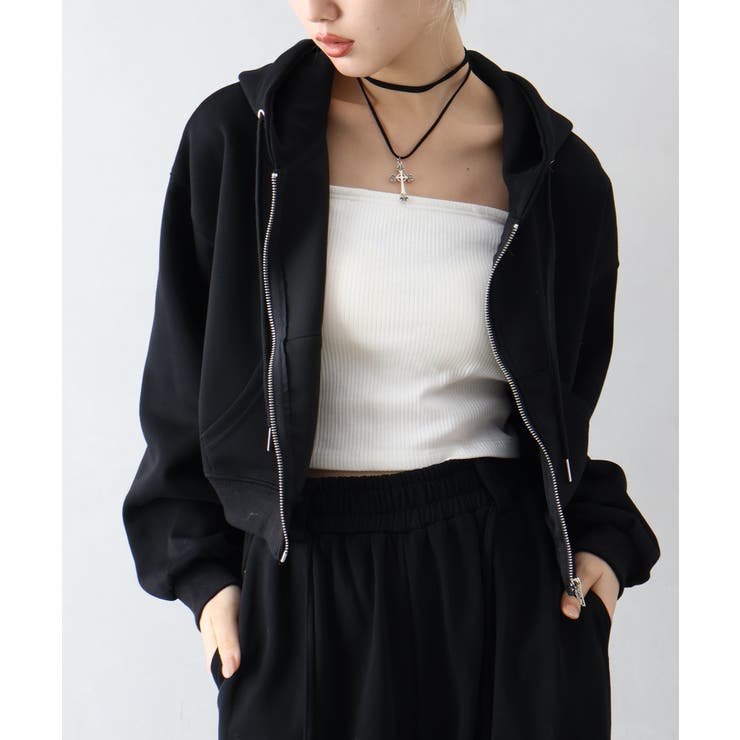 ブラック | ショートジップパーカー | SpRay