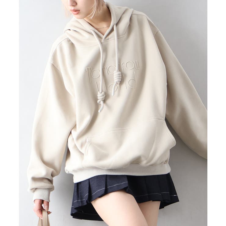 アイボリー | ロゴ刺しゅうビッグパーカー | SpRay