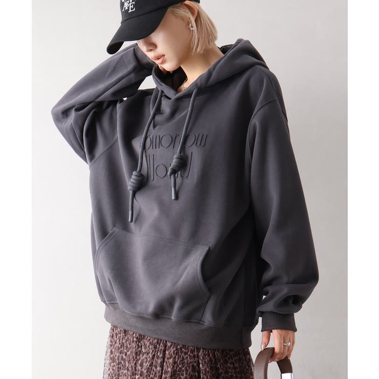 チャコールグレー | ロゴ刺しゅうビッグパーカー | SpRay