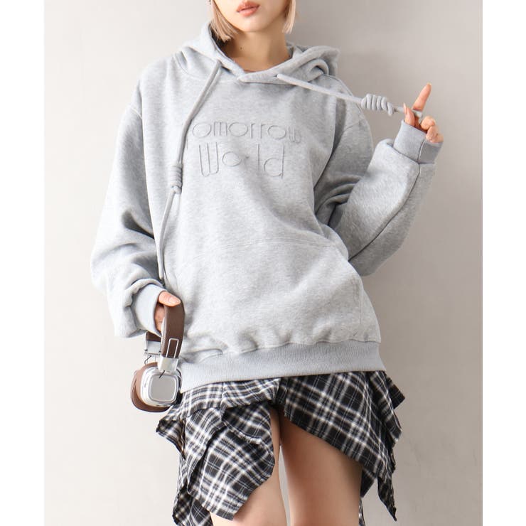 グレー | ロゴ刺しゅうビッグパーカー | SpRay