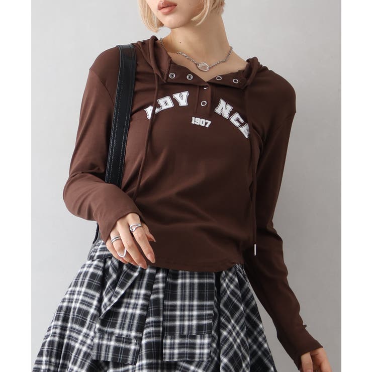 ブラウン | ロゴプリントパーカーT | SpRay