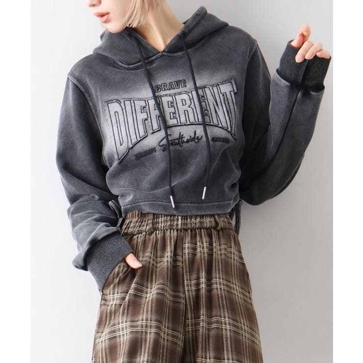 ロゴ貼付けクロップドパーカー | SpRay | 詳細画像24 