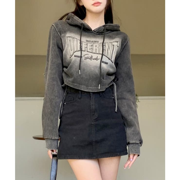 ロゴ貼付けクロップドパーカー | SpRay | 詳細画像2 