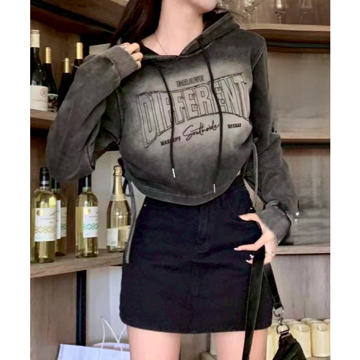 ロゴ貼付けクロップドパーカー | SpRay | 詳細画像6 