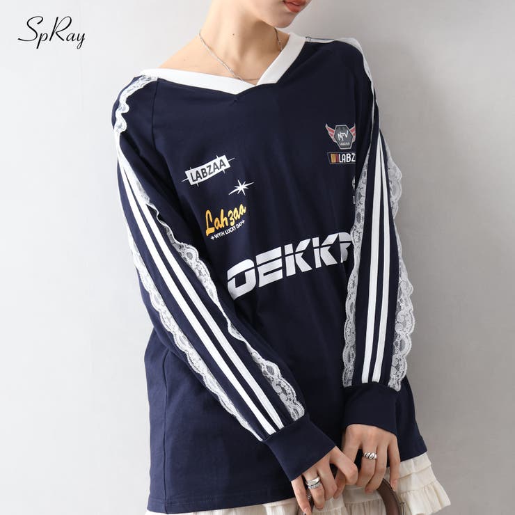 袖レースゲームロングTシャツ[品番：SPRW0010790]｜SpRay（スプレイ