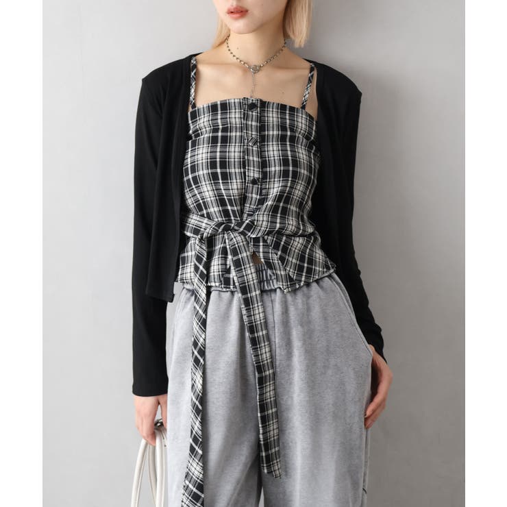 チェックリボン×カーディガンアンサンブル | SpRay | 詳細画像2 