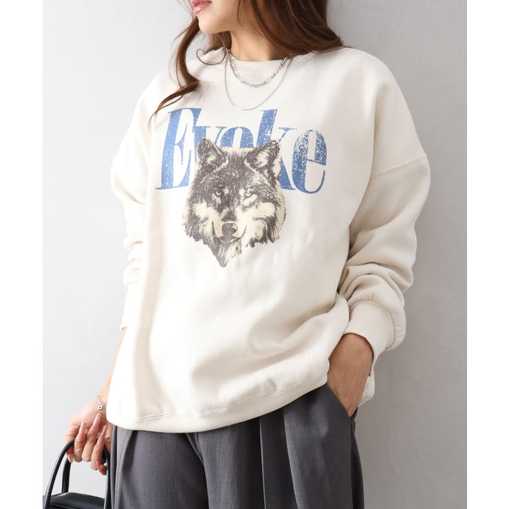 アイボリー | 裏起毛WOLFスウェット | SpRay