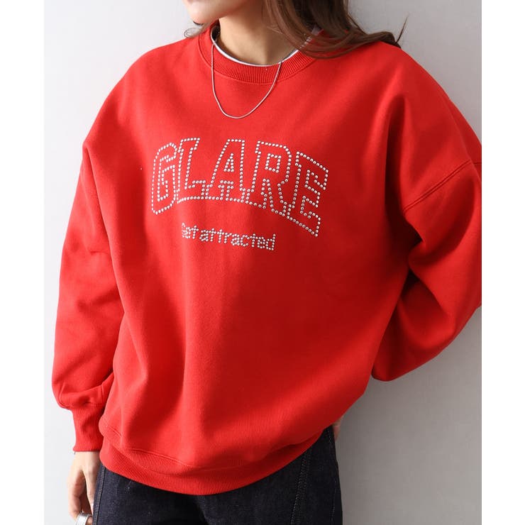 レッド | 裏起毛スタッズロゴスウェット | SpRay