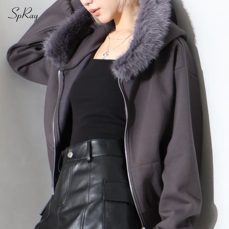 裏起毛ファー付ダブルZIPパーカー[品番：SPRW0010791]｜SpRay