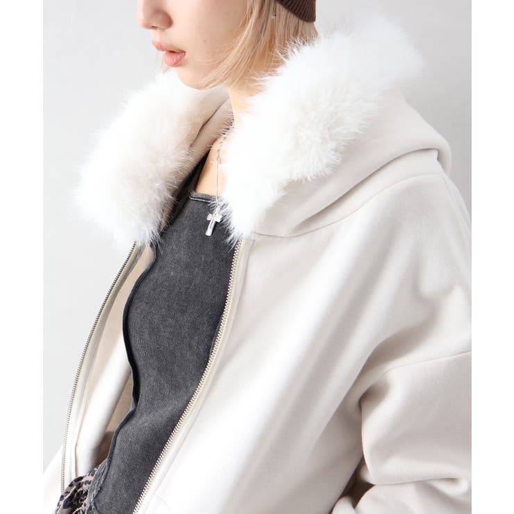 裏起毛ファー付ダブルZIPパーカー[品番：SPRW0010791]｜SpRay