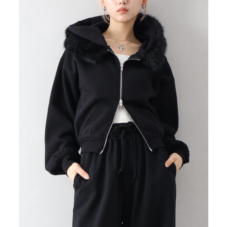 裏起毛ファー付ダブルZIPパーカー[品番：SPRW0010791]｜SpRay