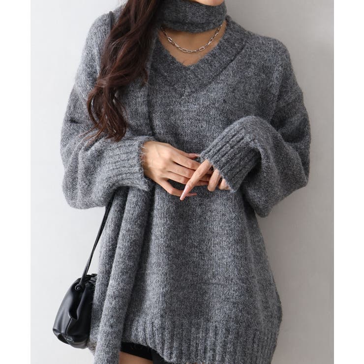 マフラー付BIGニット | SpRay | 詳細画像9 