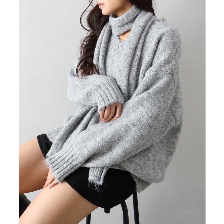 マフラー付BIGニット | SpRay | 詳細画像16 