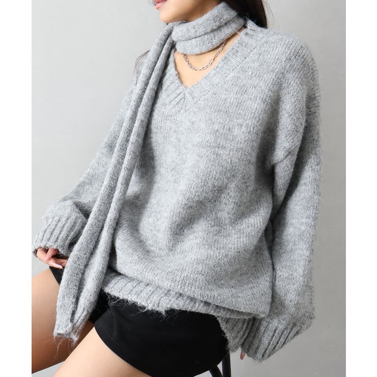 マフラー付BIGニット | SpRay | 詳細画像18 