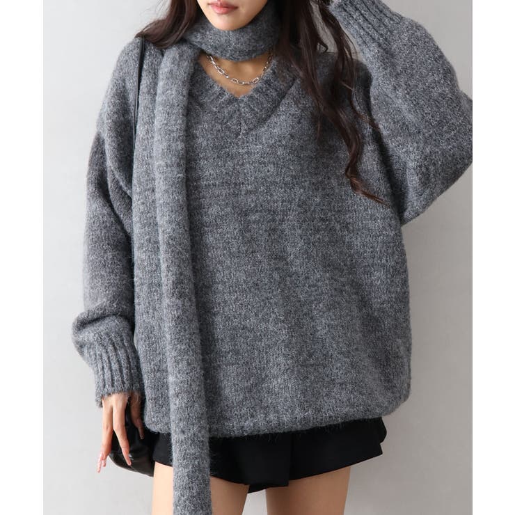 マフラー付BIGニット | SpRay | 詳細画像4 